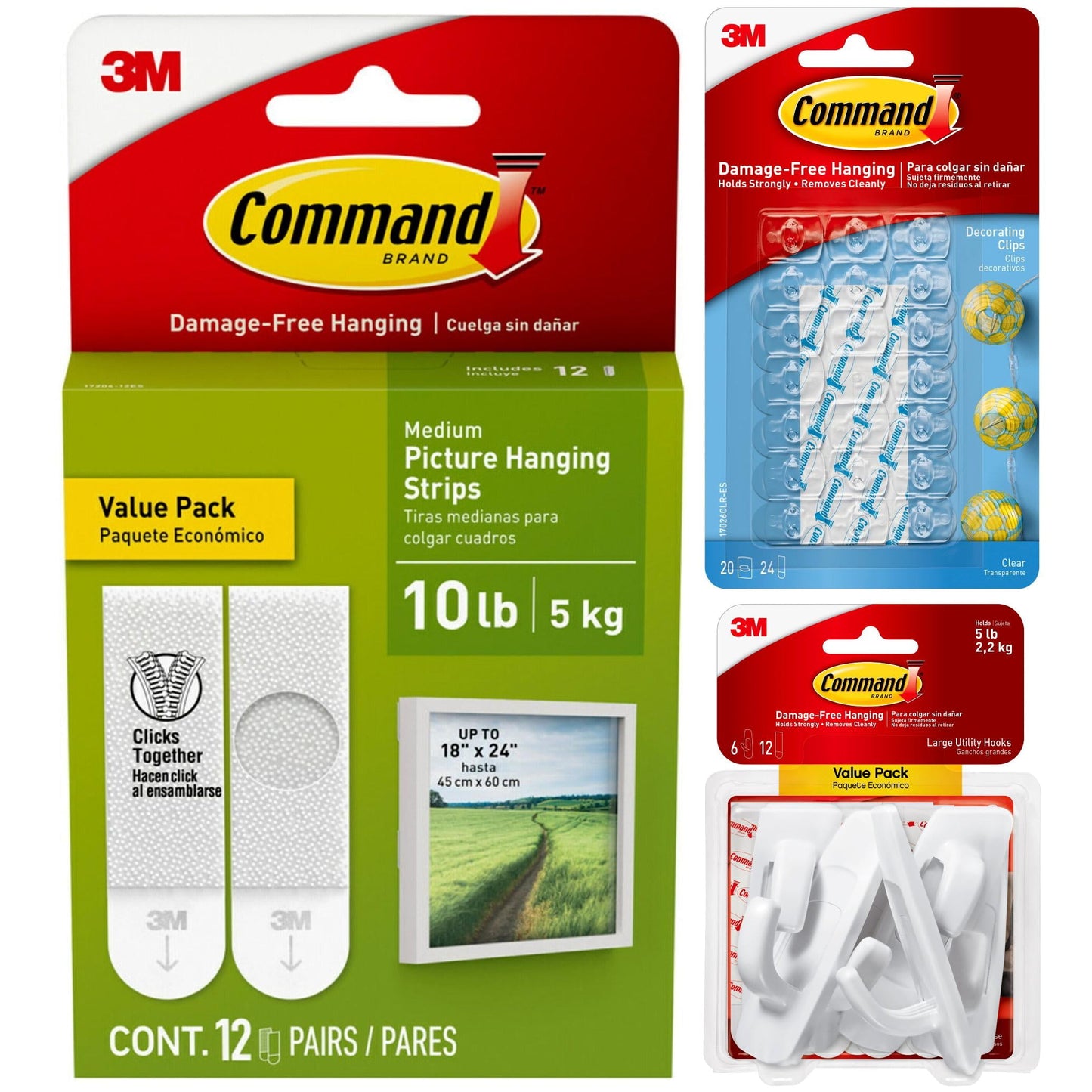 Command Picture Hanging Strip Value Pack - Medium & Large, 12 pairs