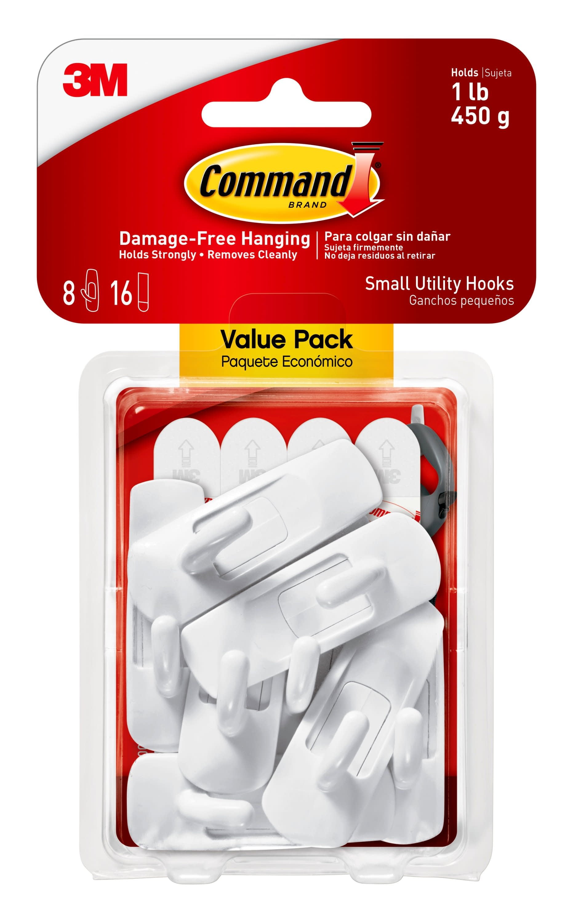 Command Mini Wall Hooks - White, 6 Hooks + 8 Strips