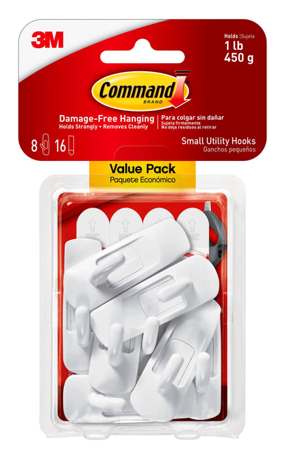 Command Mini Wall Hooks - White, 6 Hooks + 8 Strips