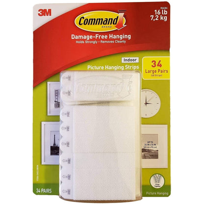 Command Large Single Hook - Clear, 1 Hook + 2 Strips
