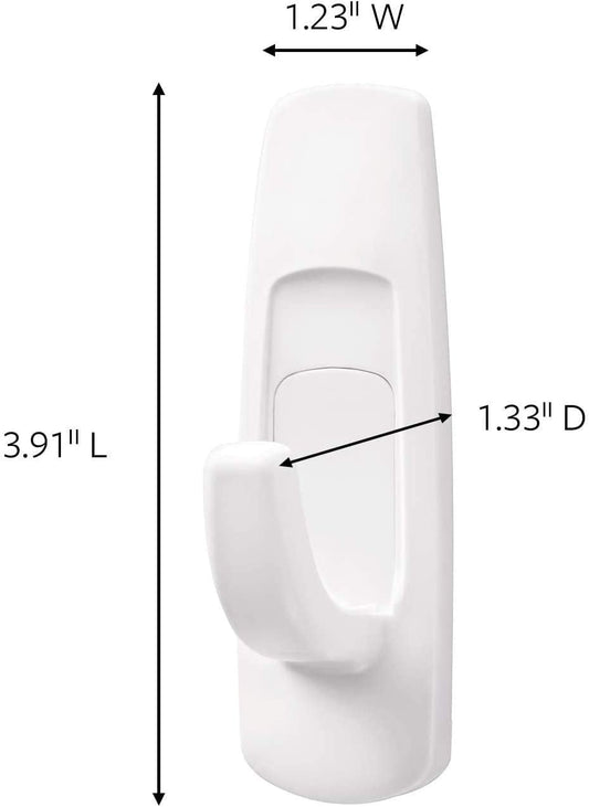 Command Large Single Hook - White, 1 Hook + 2 Strips