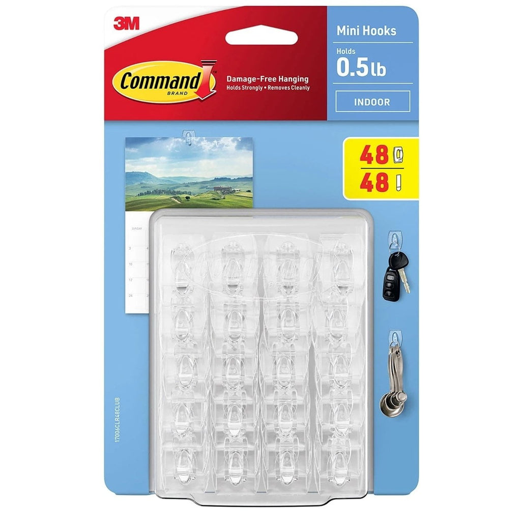Command Mini Wall Hooks - Clear, 18 Hooks + 24 Strips