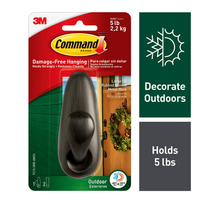 Command Large Utility Wall Hook - White, 3 Hooks + 6 Strips