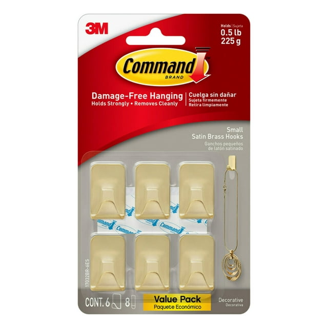 Command Mini Wall Hooks - White, 6 Hooks + 8 Strips