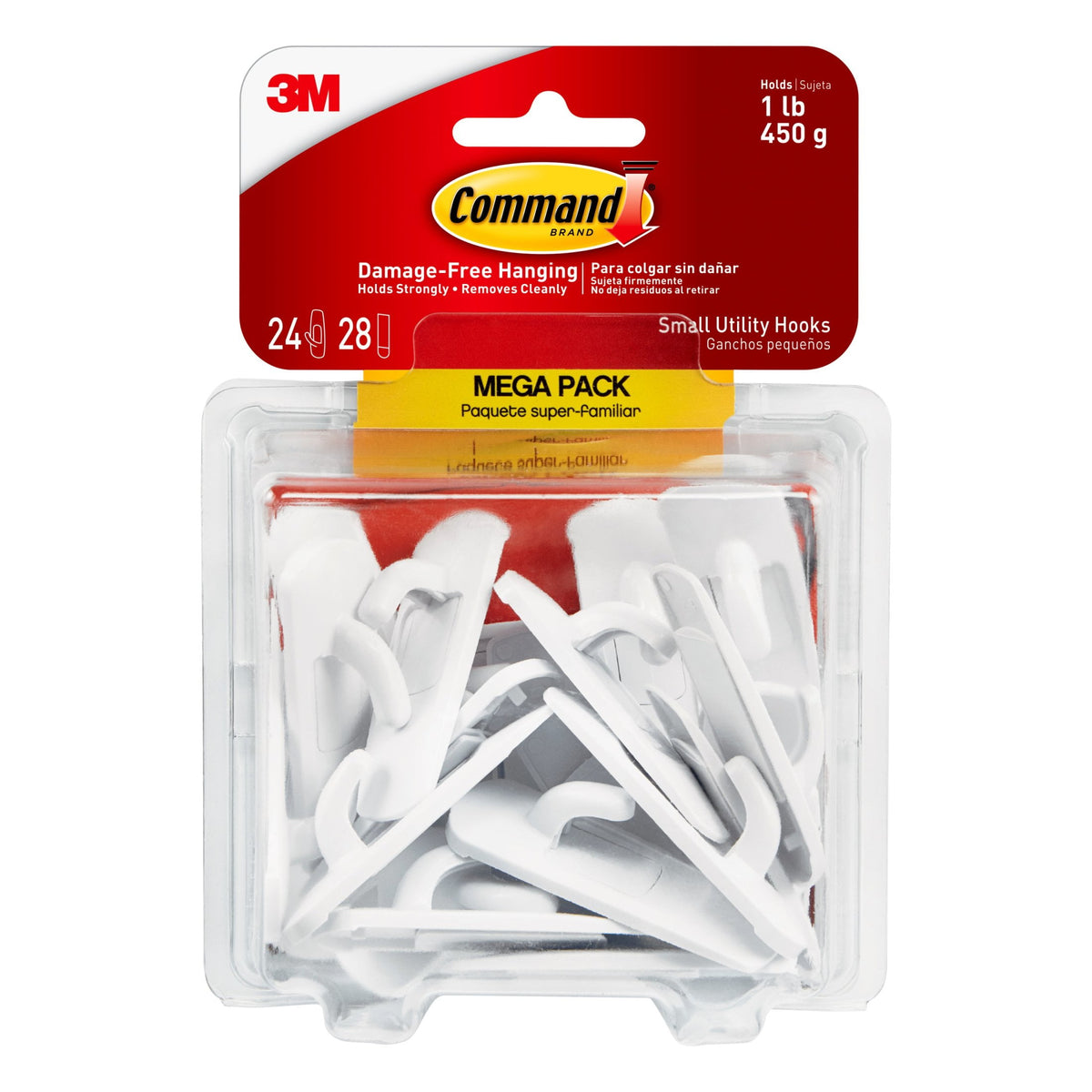 Command Small Utility Wall Hook - White, 6 Hooks + 12 Strips