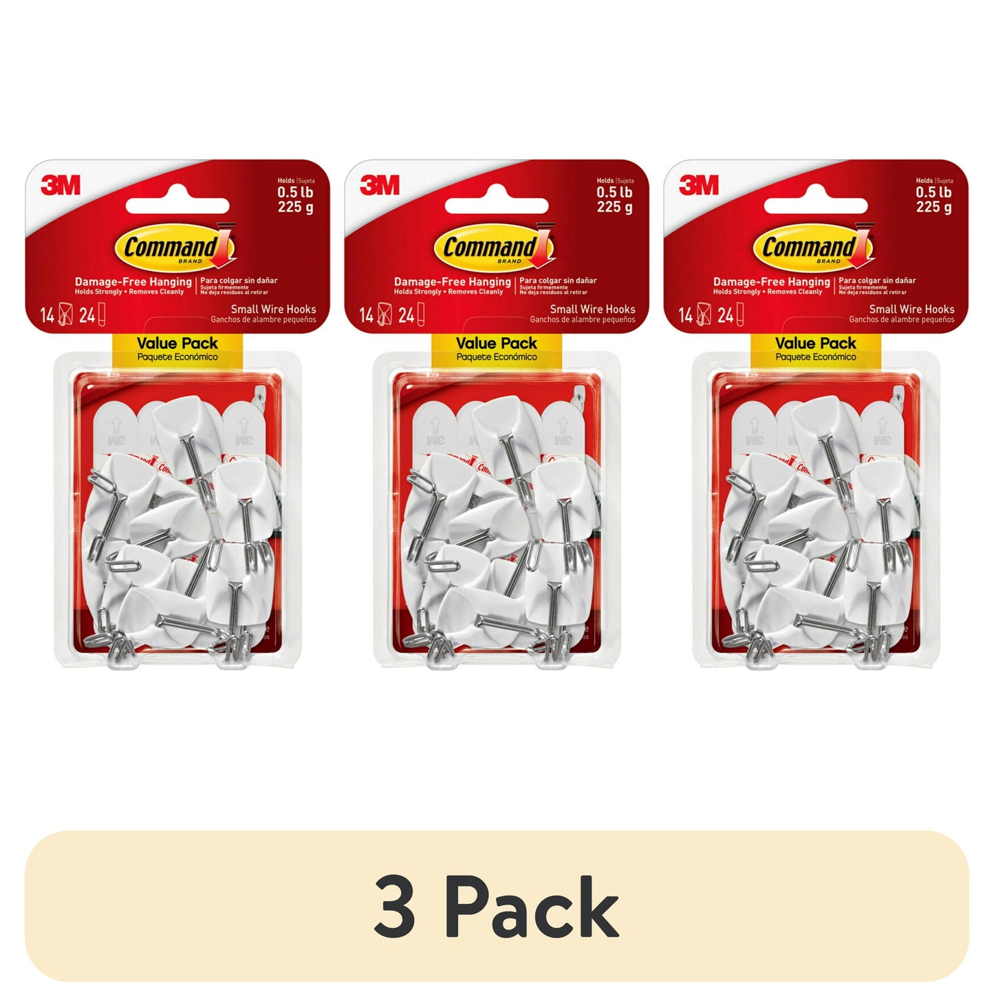 Command Small Wire Toggle Hooks with White Base, 3 Hooks + 4 Strips