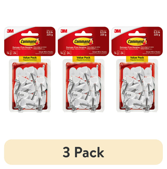 Command Small Wire Toggle Hooks with White Base, 3 Hooks + 4 Strips