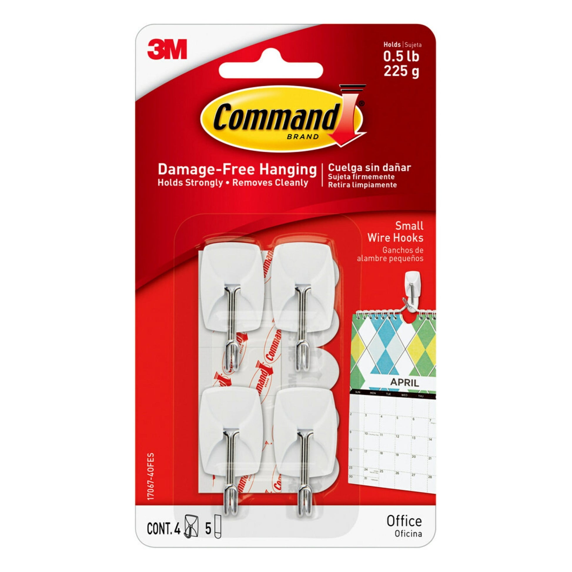 Command Small Wire Toggle Hooks with White Base, 3 Hooks + 4 Strips