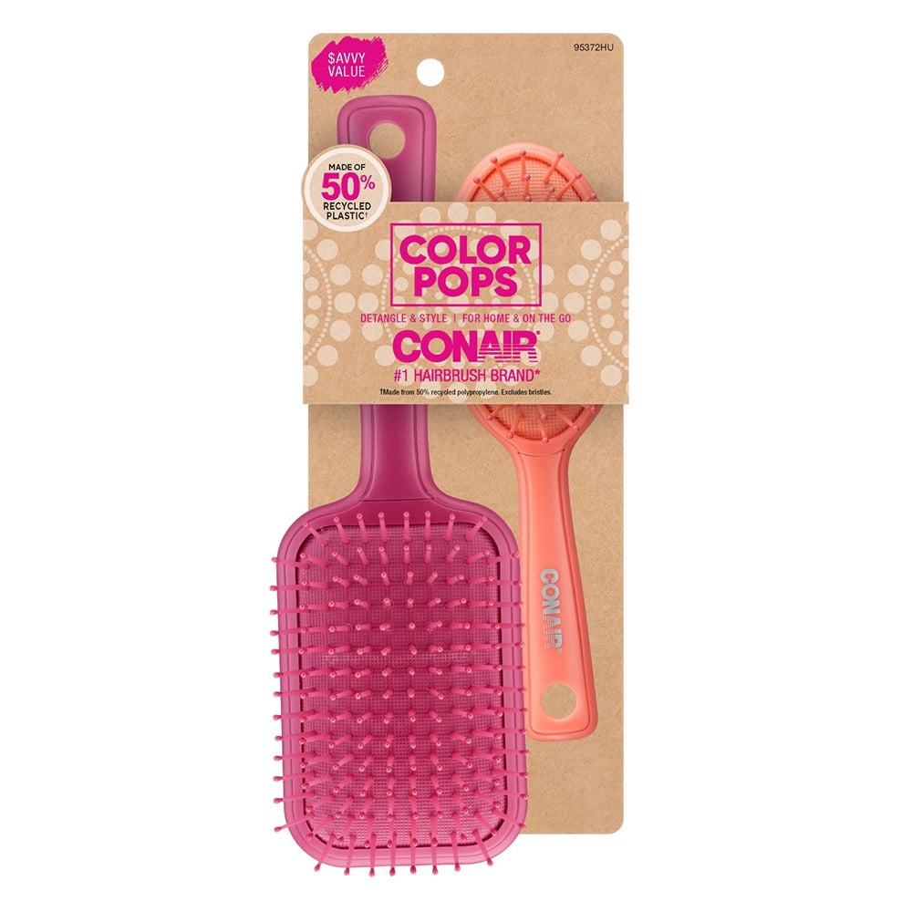 CONAIR Color Pops Detangle & Style Brush Set - Teal & Navy, 2 count
