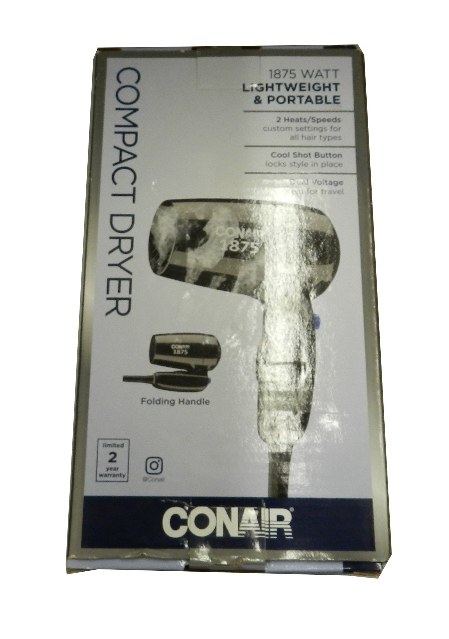 CONAIR Infinitipro 1875 Watt Compact Travel Hair Dryer with Twist Folding Handle - Red
