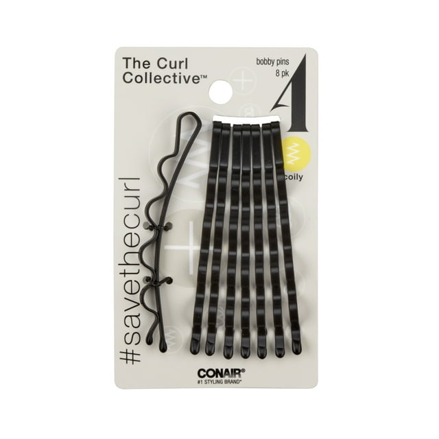 CONAIR Curl Collective Curly Hair Bobby Pins - Black, 8 count