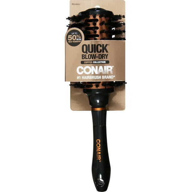 CONAIR The Copper Collection Quick Dry Medium Round Hair Brush - Black & Copper