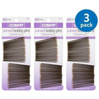 CONAIR Styling Essentials Curved Bobby Pins - Black, 60 count