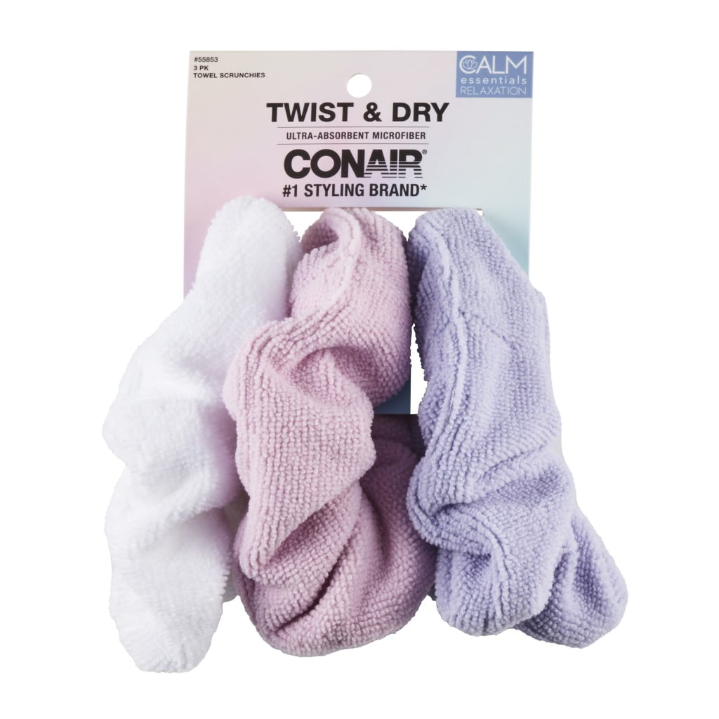 CONAIR Twist & Dry Ultra Absorbent Microfiber Towel Scrunchies, 3 count