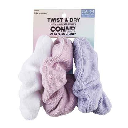 CONAIR Twist & Dry Ultra Absorbent Microfiber Towel Scrunchies, 3 count