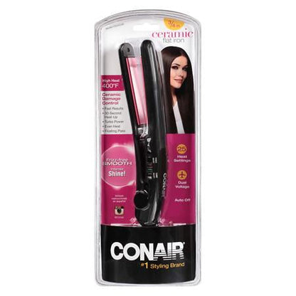 CONAIR Instant Heat Ceramic Flat Iron, 3/4"