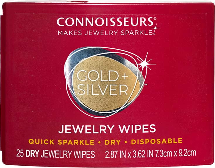 CONNOISSEURS Silver & Gold Jewelry Wipe Compact, 25 count
