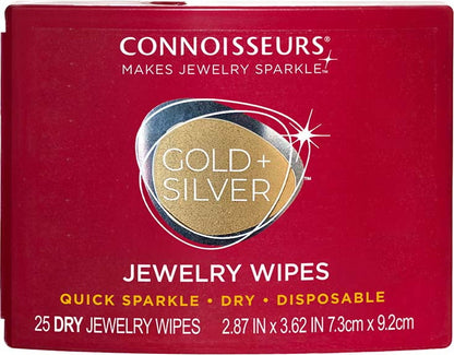 CONNOISSEURS Silver & Gold Jewelry Wipe Compact, 25 count