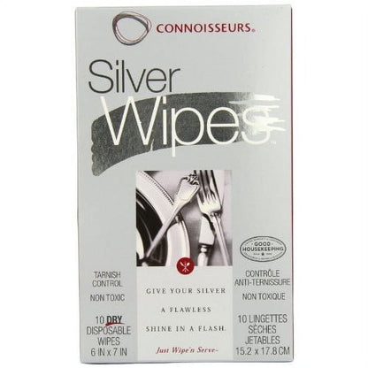 CONNOISSEURS Dry and Disposable Silver Wipes, 10 count