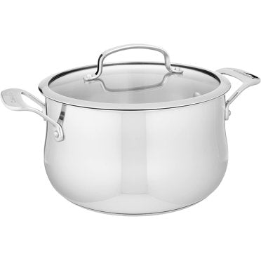 Bene Casa Stainless Steel Dutch Oven with Glass Lid, 5 Quart