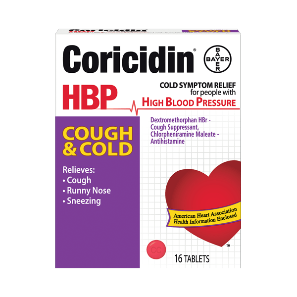 CORICIDIN HBP COUGH COLD TABLET 16CT