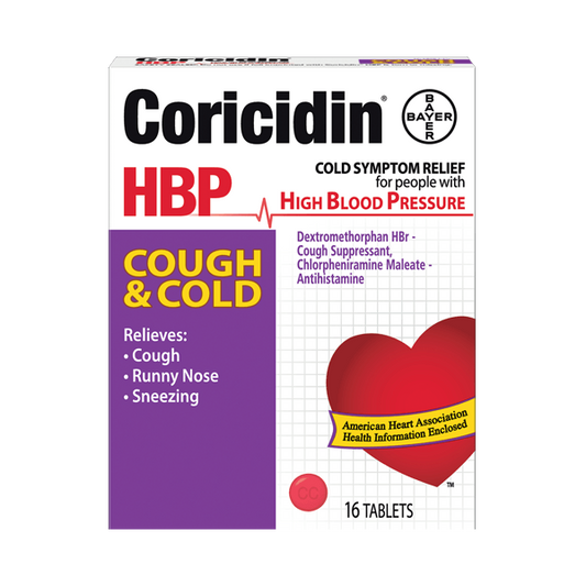 CORICIDIN HBP COUGH COLD TABLET 16CT