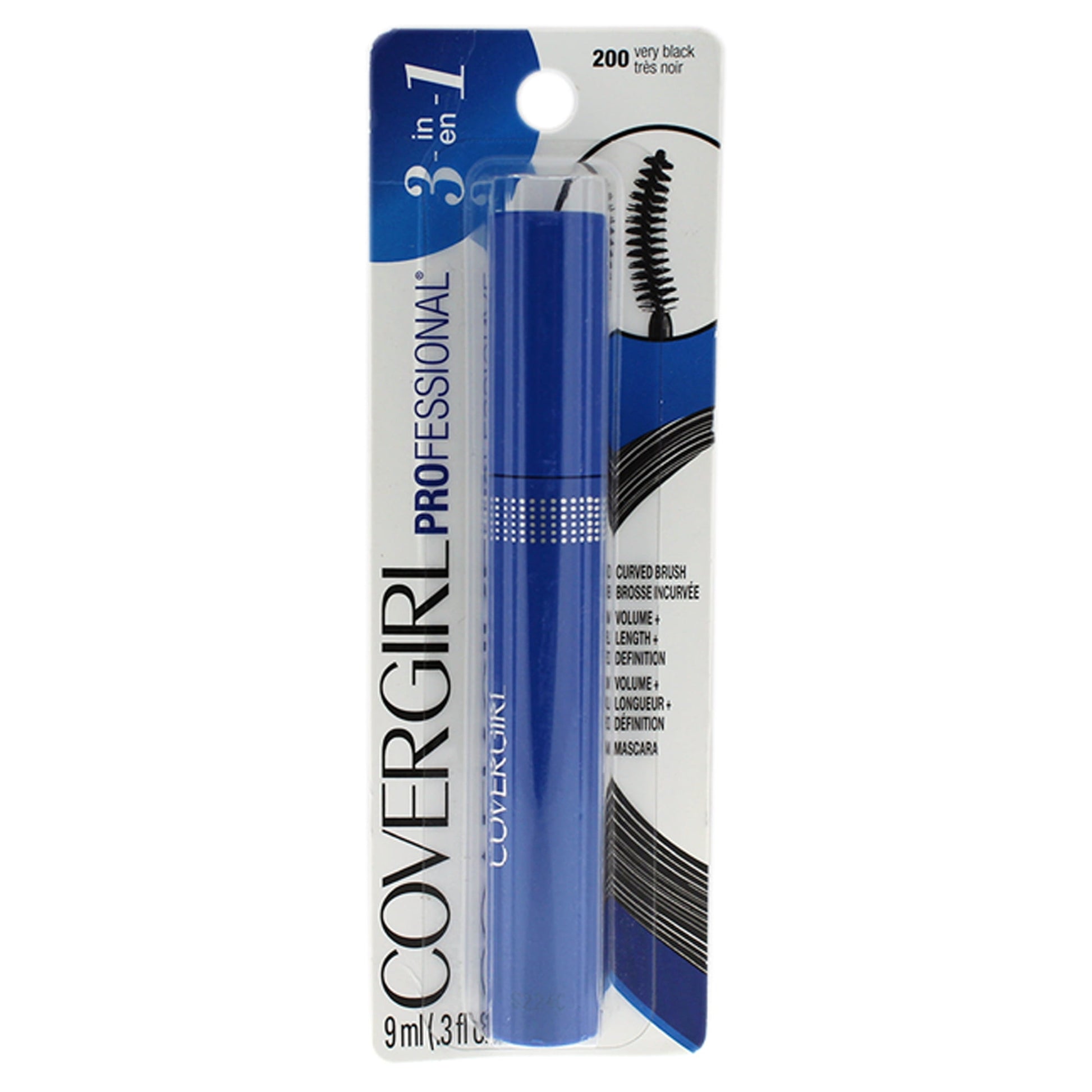 COVERGIRL Professional 3-in-1 Curved Brush Mascara - 200 Very Black