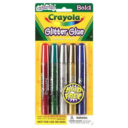 Crayola Bold Washable Glitter Glue, 5 count
