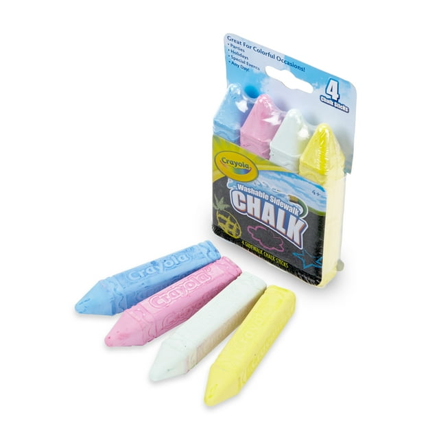 Crayola Washable Sidewalk Chalk, 4 count