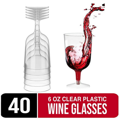 SENSATIONS 5 oz Plastic Wine Glasses, 6 count