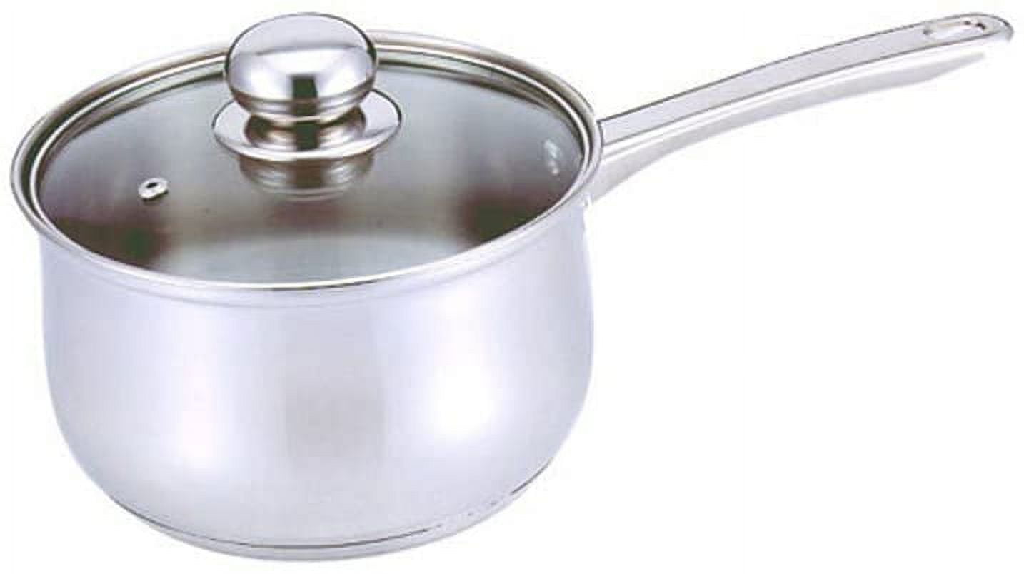 Culinary Edge Stainless Steel Saucepan with Glass Cover, 1 Quart