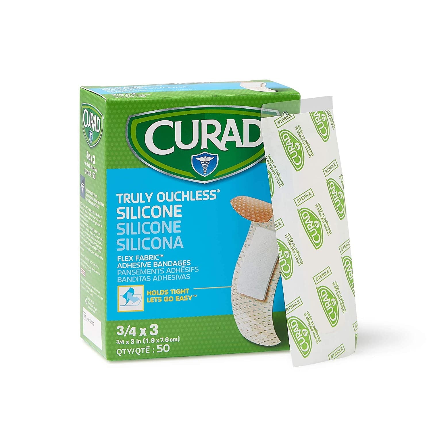CURAD OUCHLESS SILICONE 1.625"X4" 8CT