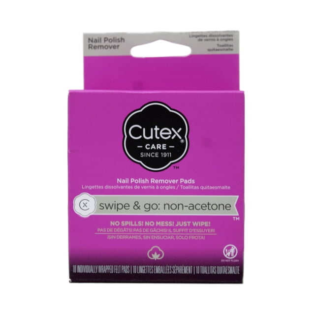 Cutex Swipe and Go Non-Acetone Nail Polish Remover Pads, 10 count