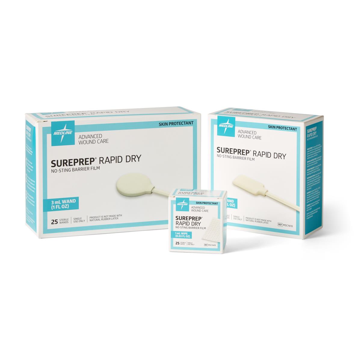 SUREPRP RAPDRY BAR FILM 1ML WPE 25CT MED