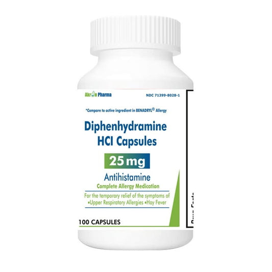 DIPHENHYDRAMINE HCL 25MG CAPSULE 100CT