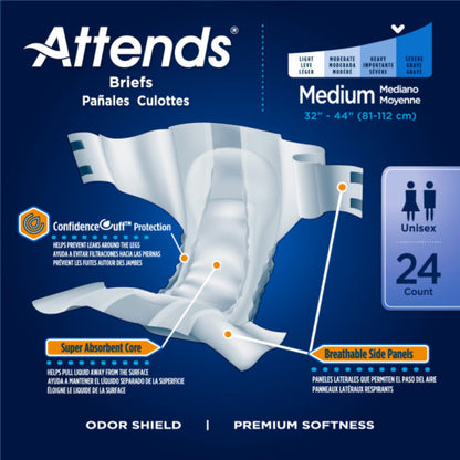 ATTENDS DERMADRY ADV BRIEF MEDIUM 4X24CT
