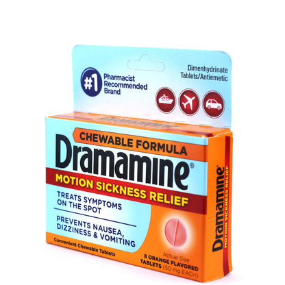 DRAMAMINE CHEW TAB ORANGE 8CT