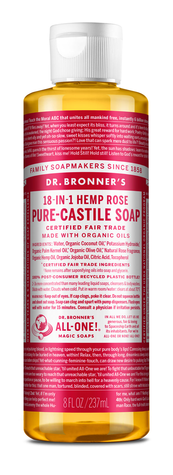 Dr. Bronners Rose 8oz Castile Soap
