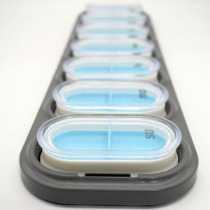 EQUADOSE Weekly Pill Case, 7-Day Medicine Organizer with Mirror - Black