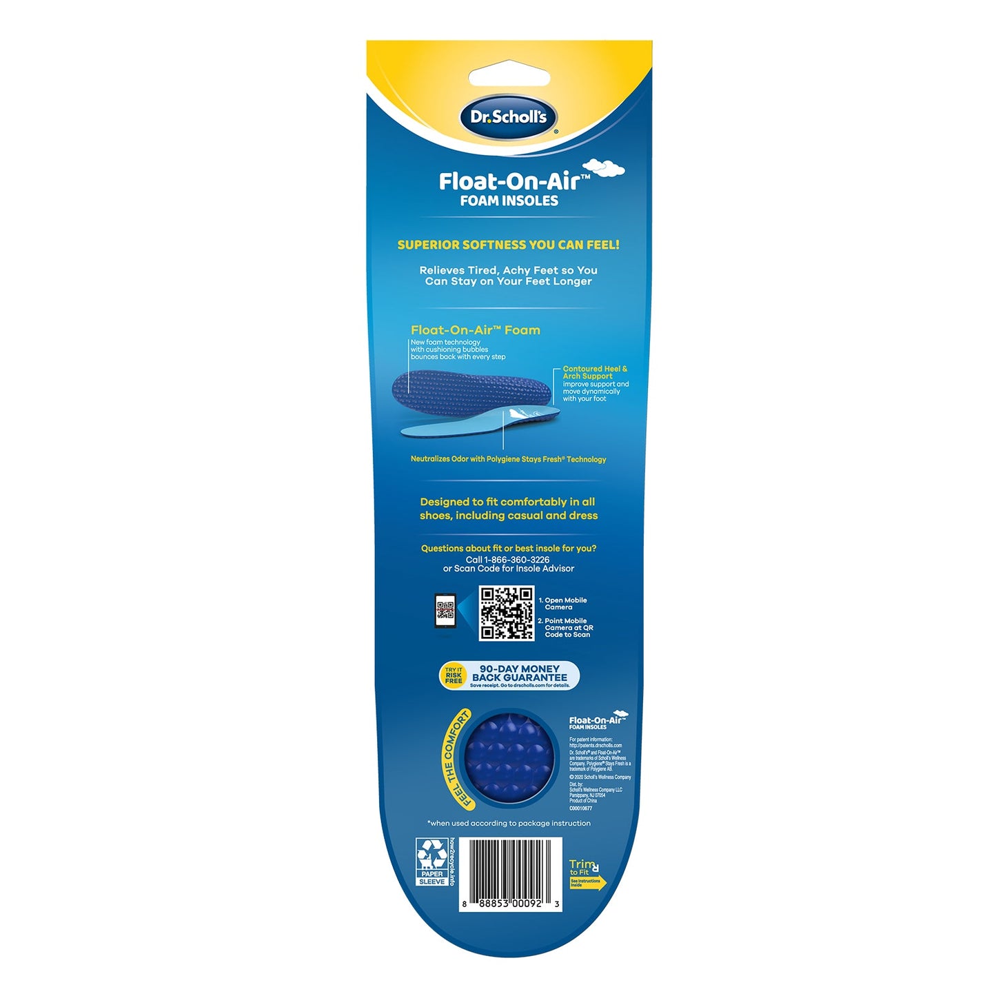 DR SCHOLLS FLOAT-ON-AIR INSOLES MEN 1PR