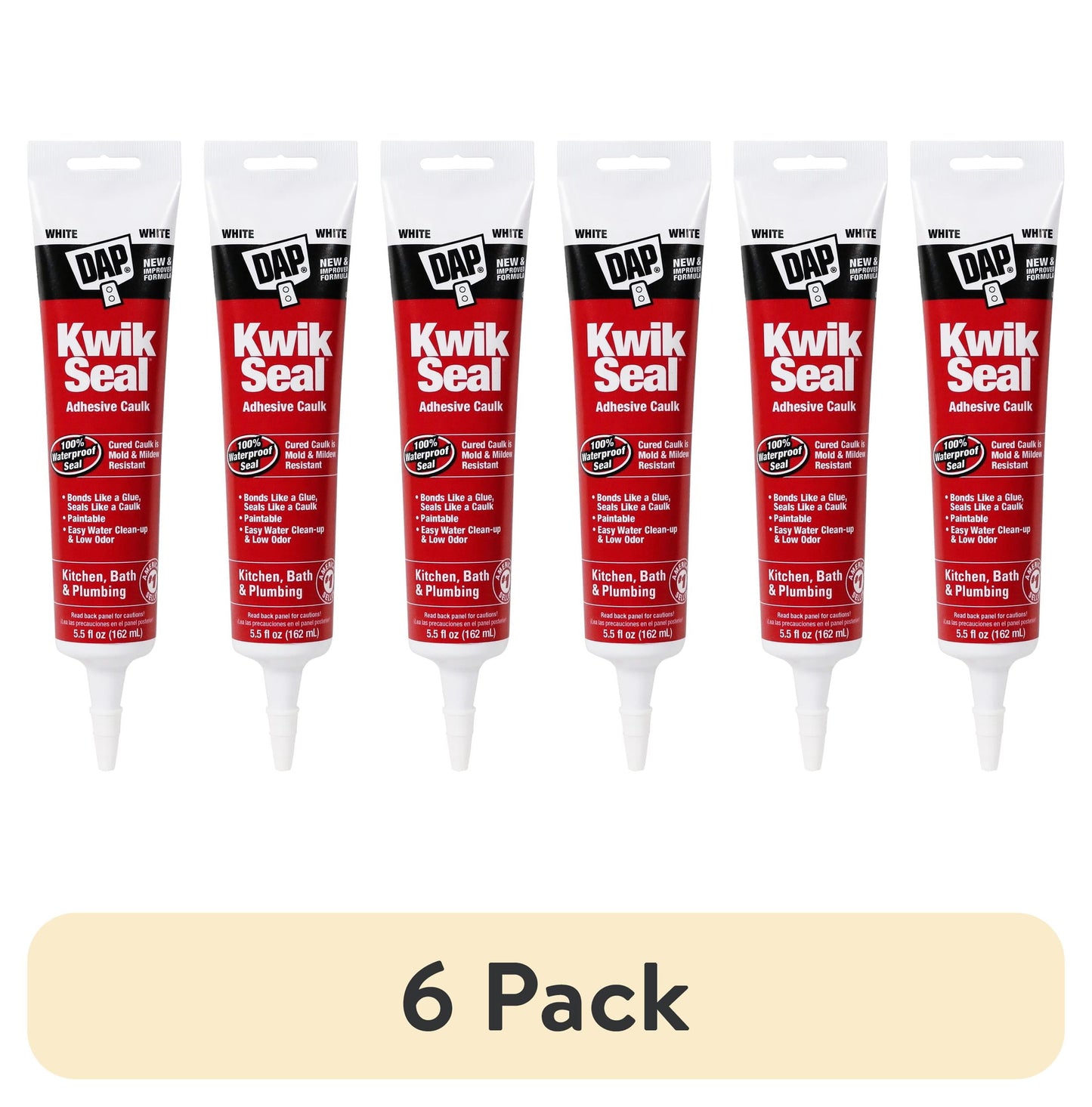 DAP Kwik Seal Kitchen and Bath Adhesive Caulk - White, 5.5 oz