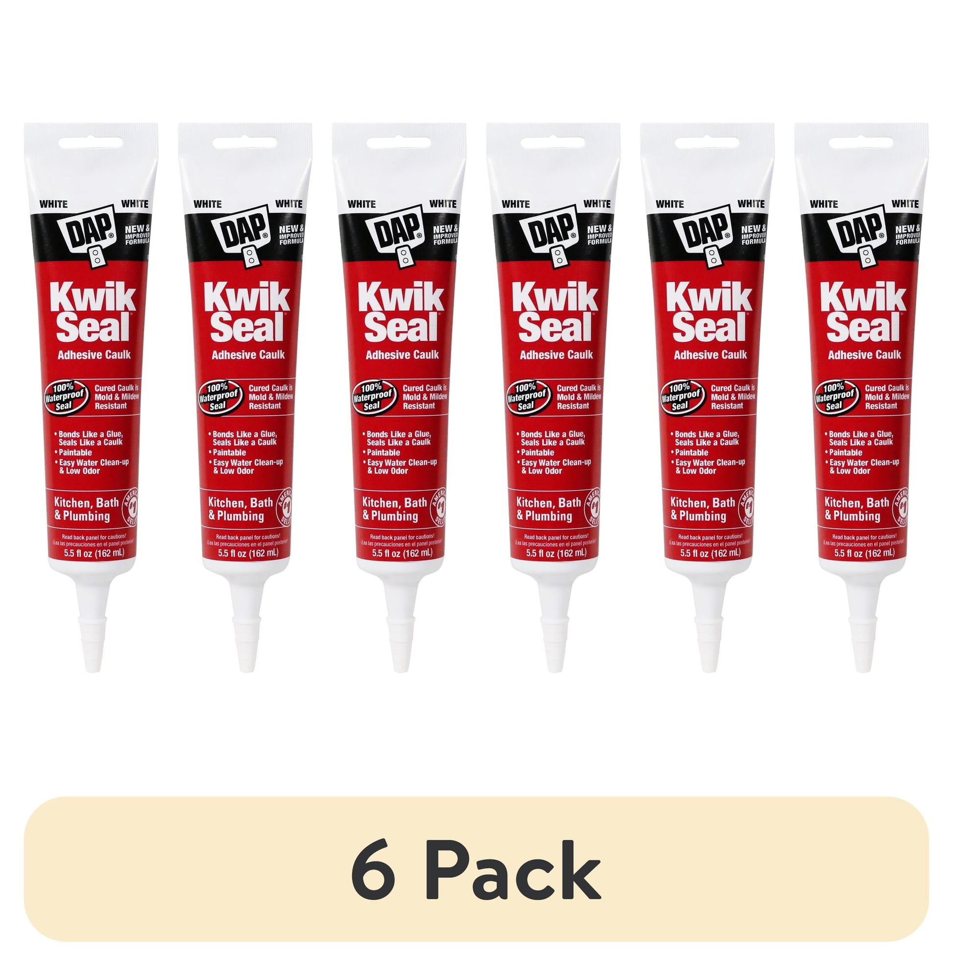 DAP Kwik Seal Kitchen and Bath Adhesive Caulk - White, 5.5 oz