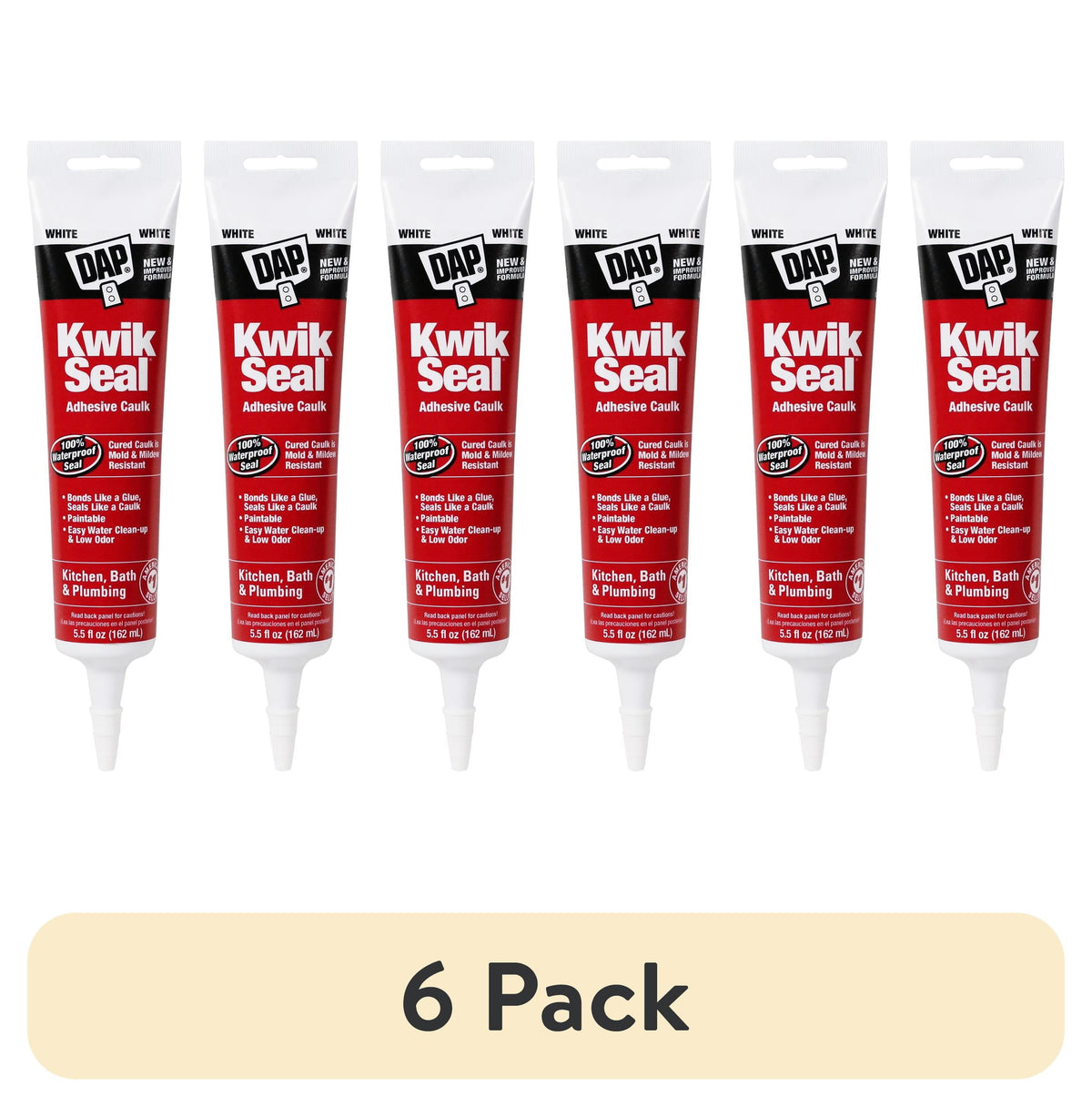 DAP Kwik Seal Kitchen and Bath Adhesive Caulk - White, 5.5 oz