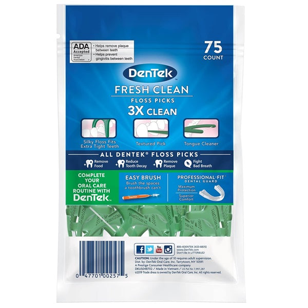Dentek Floss Picks Fresh Clean 75 Count