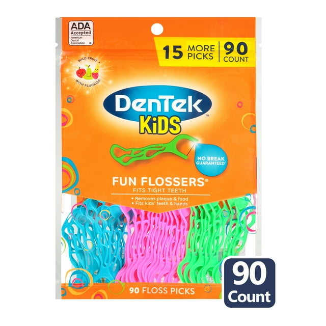 Dentek Kids Floss Picks Fun Flossers 90 Count
