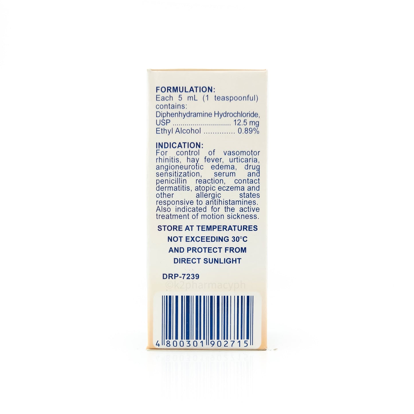 DIPHENHYDRAMINE 12.5MG-5ML SOL 118 ML