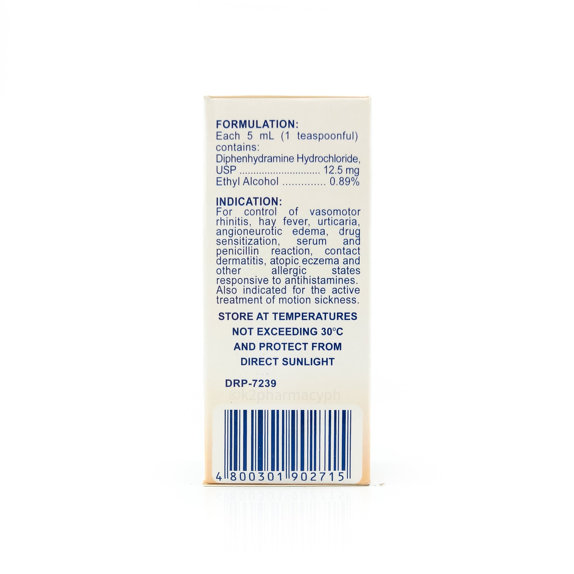 DIPHENHYDRAMINE 12.5MG-5ML SOL 118 ML