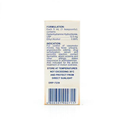 DIPHENHYDRAMINE 12.5MG-5ML SOL 118 ML