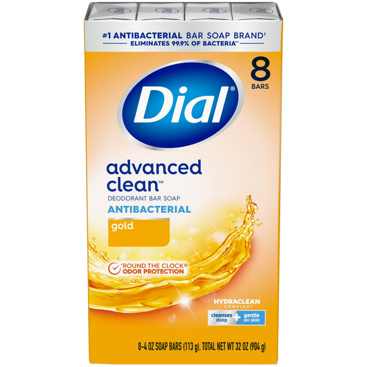 Dial Bar Soap Gold 4oz 8 Count Advanced Clean Antibacterial