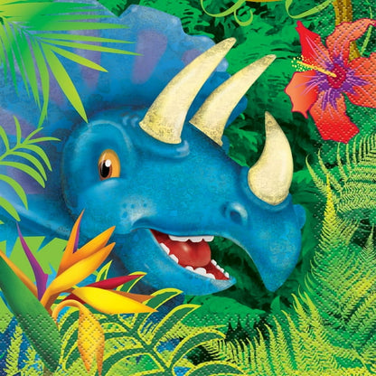 Blue & Green Dinosaur 6.5"x6.5" Luncheon Napkins, 16 count